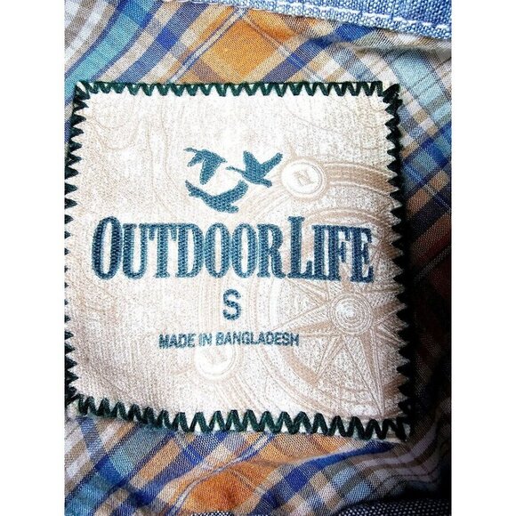 Outdoor Life Size Small Mens Gray Short Sleeve Logo Tag Dual Pocket Cotton Shirt - Picture 4 of 10